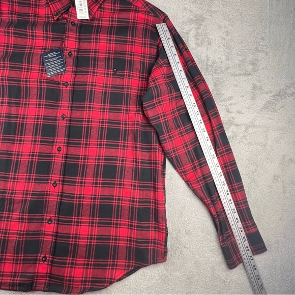 Roundtree & Yorke Portuguese Flannel Shirt Mens Size LT Tall Plaid Red Black NWT - Picture 11 of 12